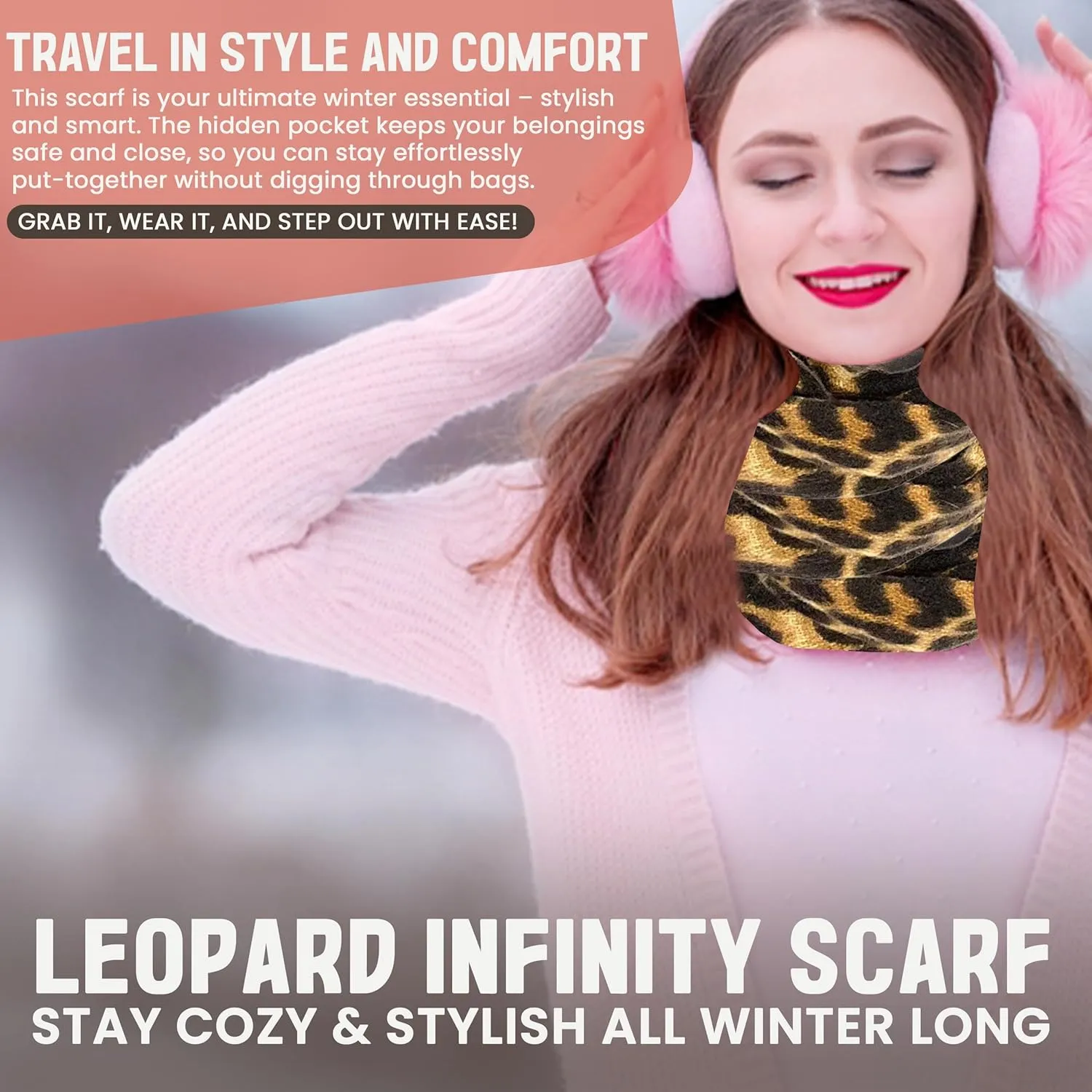 Infinity Scarves with Hidden Zipper Pocket - Stylish and Lightweight Travel Scarf for Women