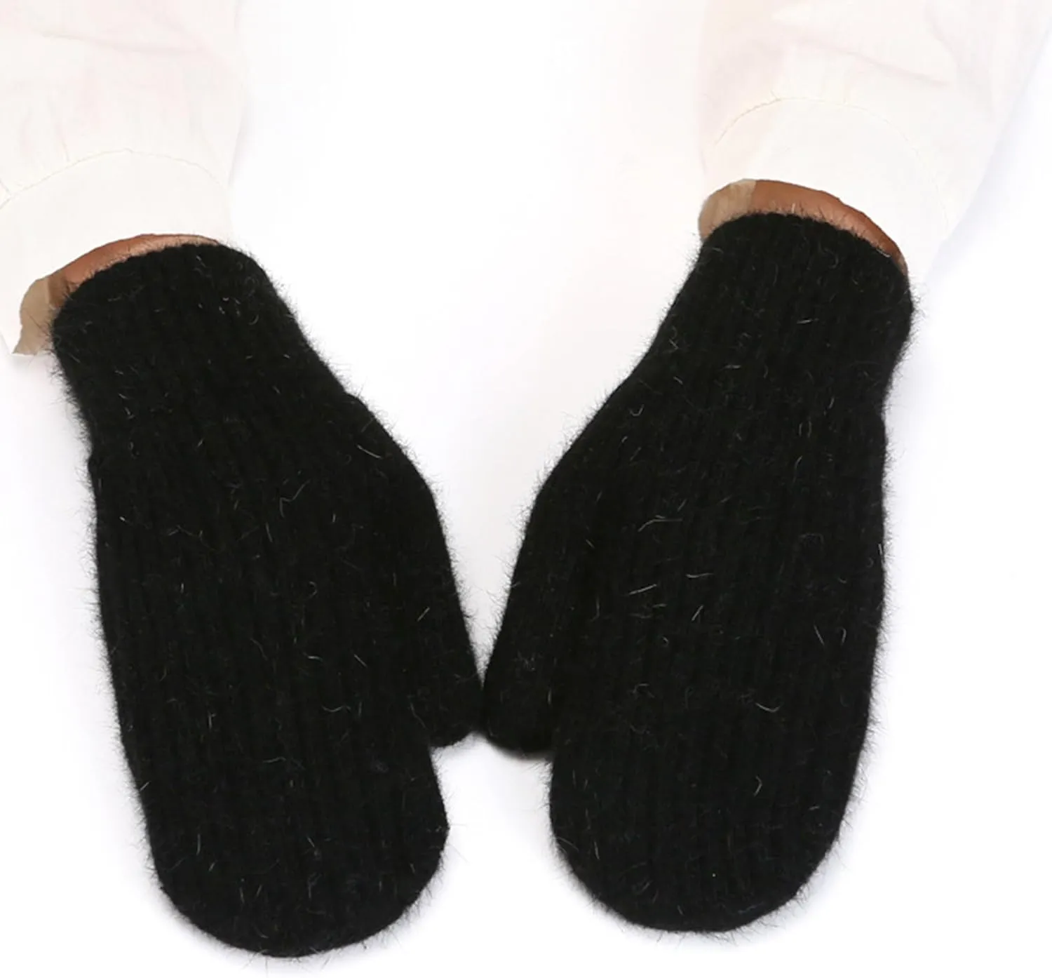 IZUS Cold-Weather Thick-Knit-Mittens for Women Winter-Spring-Warm Outdoor-Sport Acrylic-Wool Crochet-Cable-Gloves