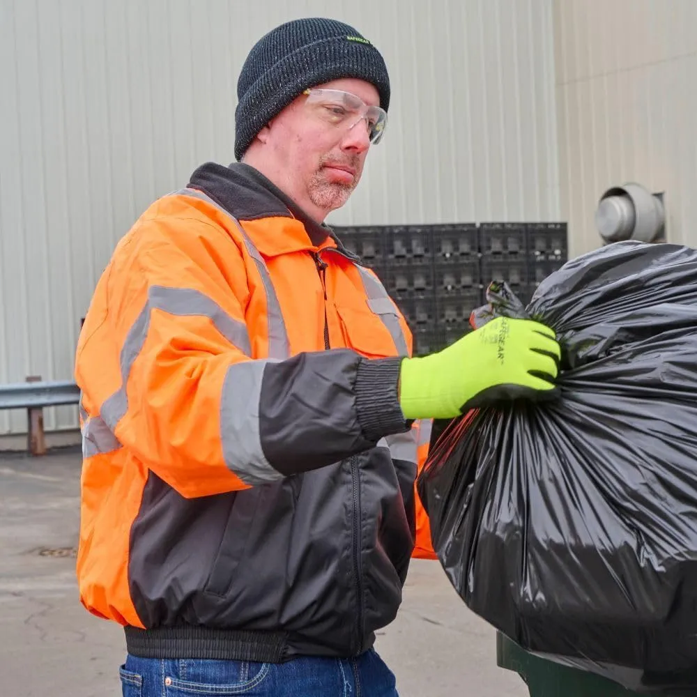 J. J. Keller & Associates, Inc. High Visibility Bomber Jacket, ANSI Class 3, Full-Zip, Vertical Reflective Tape, SAFEGEAR