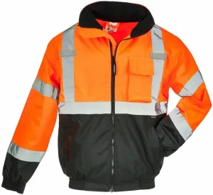 J. J. Keller & Associates, Inc. High Visibility Bomber Jacket, ANSI Class 3, Full-Zip, Vertical Reflective Tape, SAFEGEAR