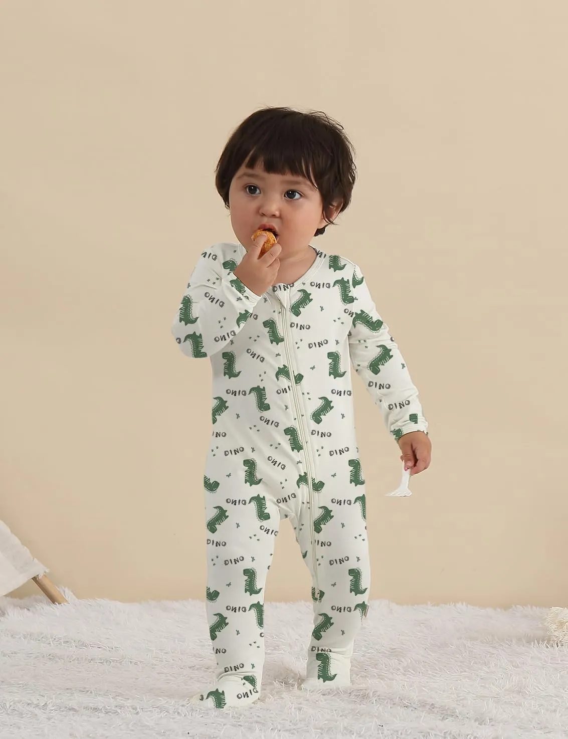 Jimonda Baby Girls Boys Footed Pajamas,Rayon From Bamboo,2 Way Zipper Long Sleeve Soft Sleeper Pjs,Infant Tie-dye Romper