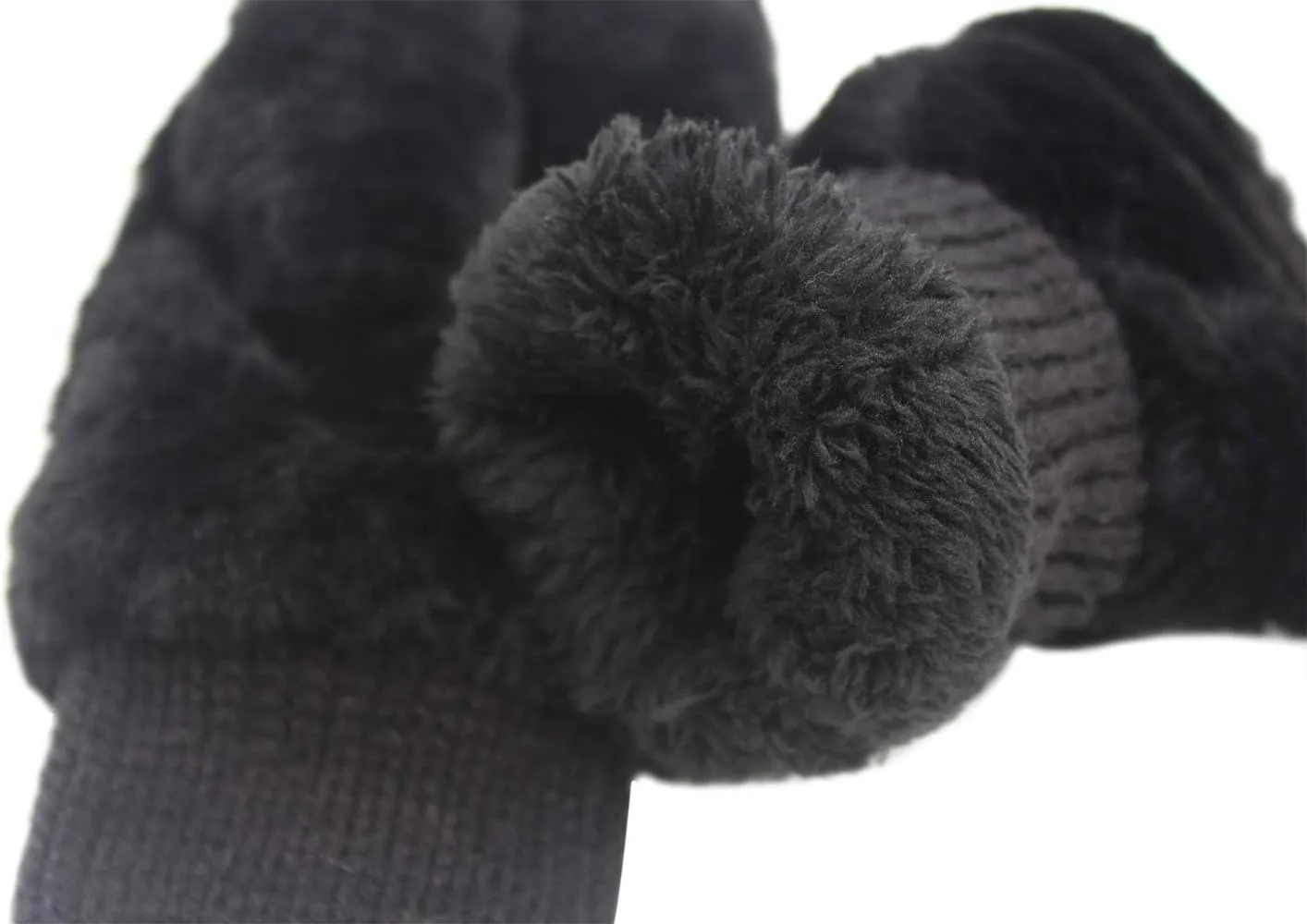 JUMISEE Women Winter Faux Fur Flip Cover Mittens Warm Soft Half Finger Fingerless Gloves