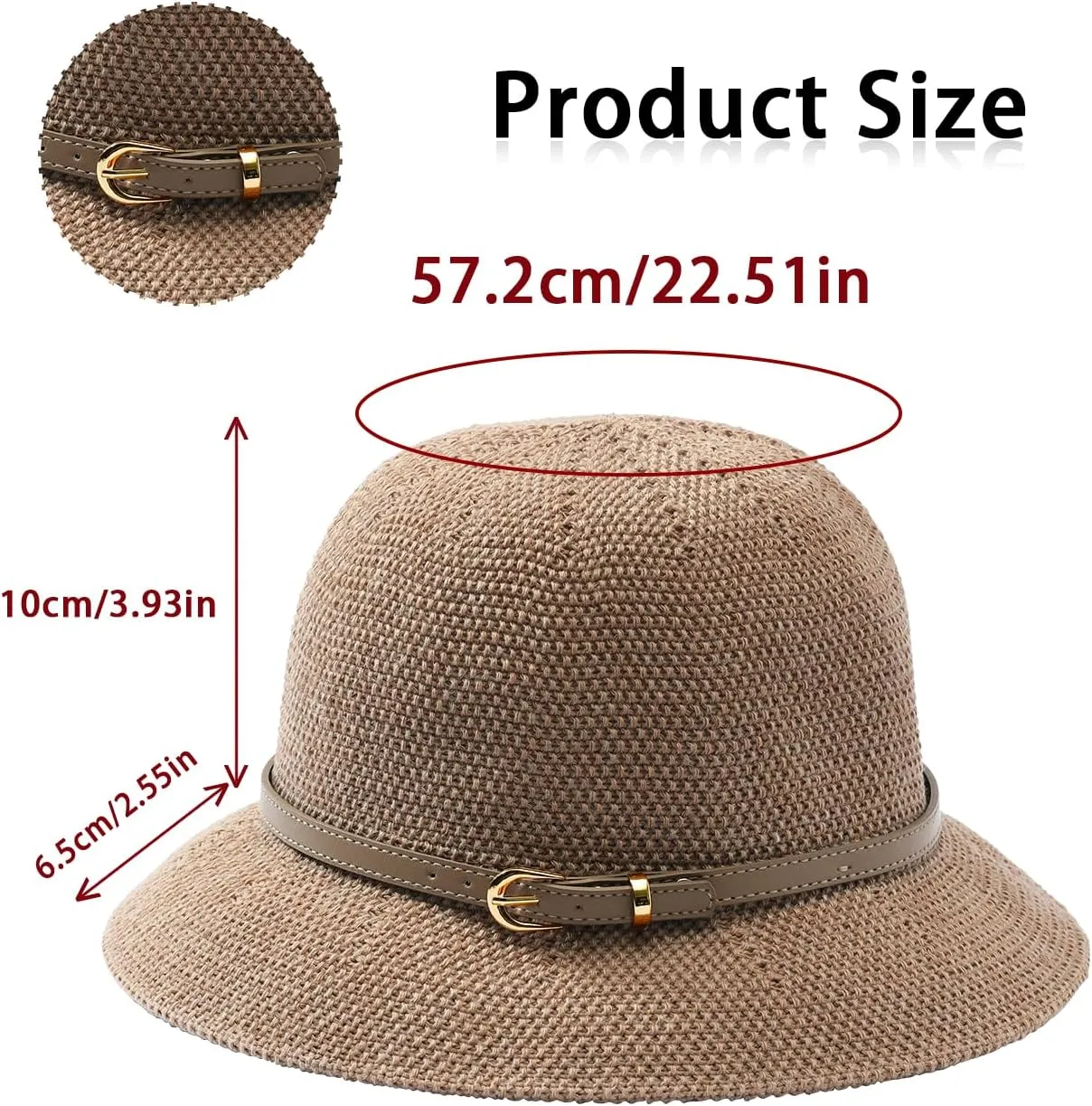 Khaki Mesh Woven Foldable Packable Crochet Beach Hats for Women Summer Hat, Floppy Wide Brim Hats for Women