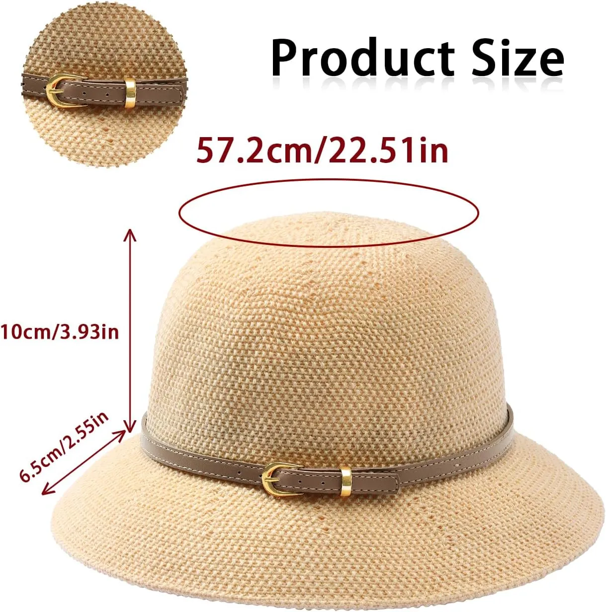 Khaki Mesh Woven Foldable Packable Crochet Beach Hats for Women Summer Hat, Floppy Wide Brim Hats for Women