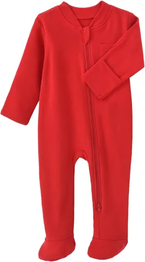 KISBINI Baby Kids Sleep and Play, Baby Cotton Pajamas with Mitten Cuffs, 2 Way Zipper Footed Sleeper Newborn-12 Months