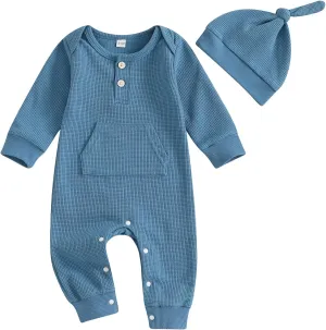 Kuriozud Newborn Infant Unisex Baby Boy Girl Clothes Button Romper Jumpsuit Basic One Piece Outfits