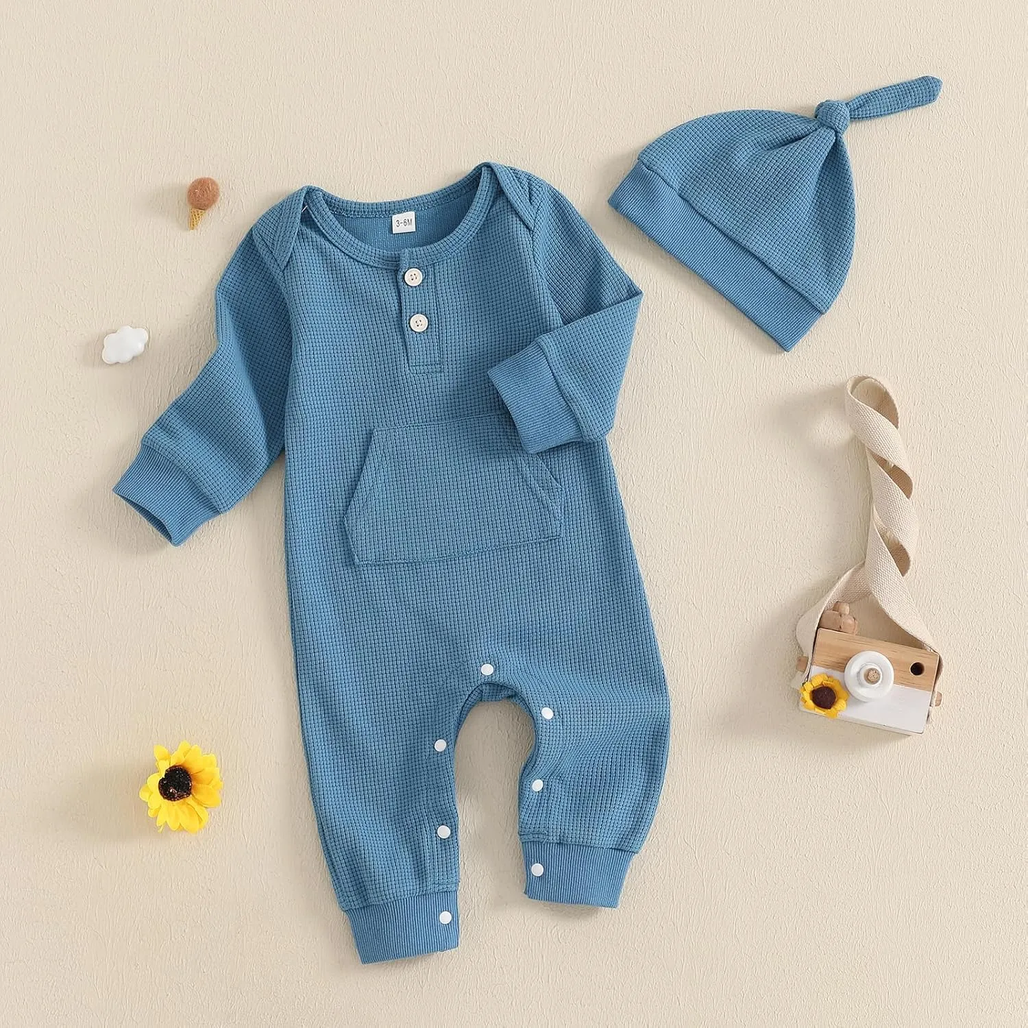 Kuriozud Newborn Infant Unisex Baby Boy Girl Clothes Button Romper Jumpsuit Basic One Piece Outfits