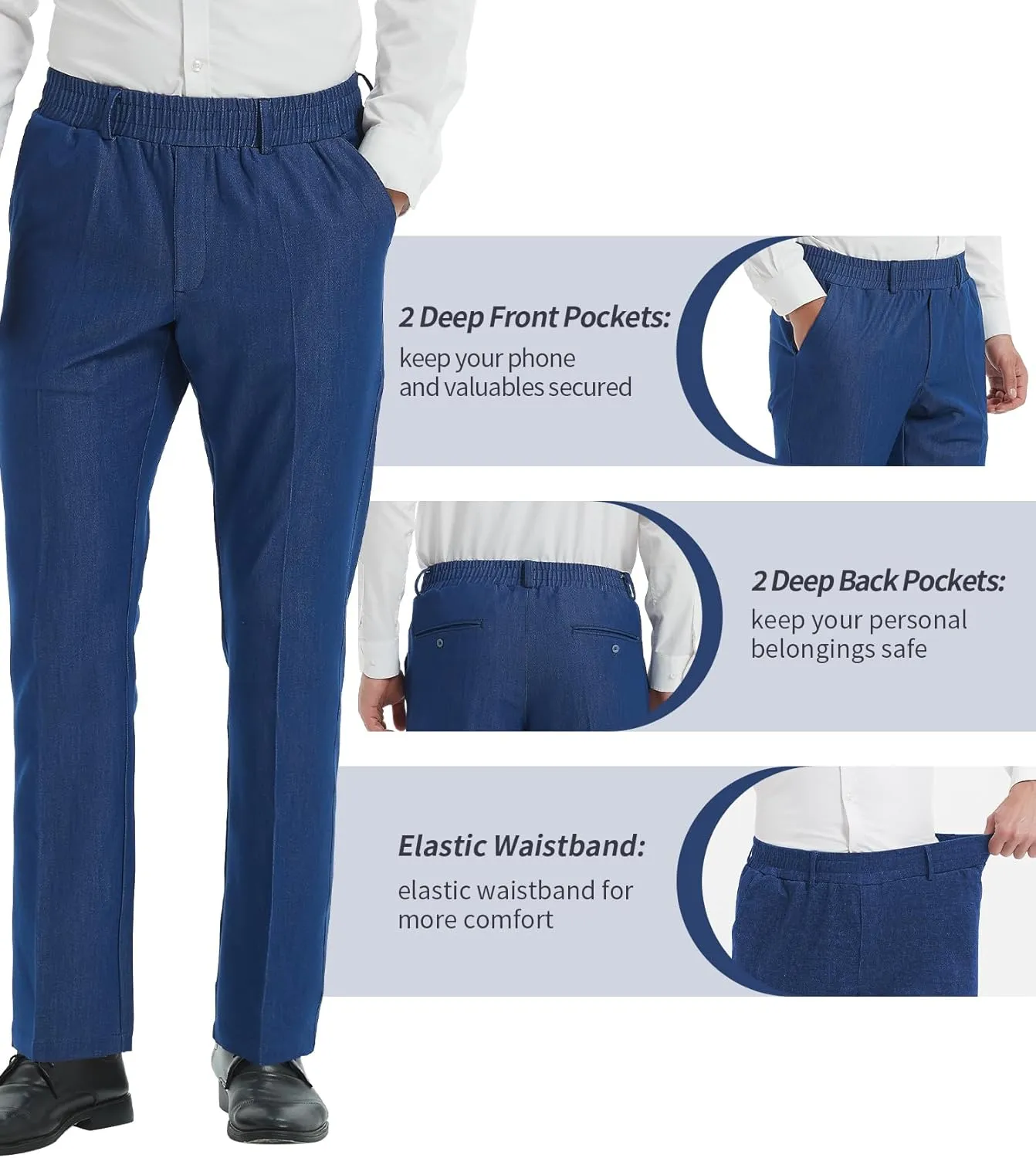 LETAOTAO Mens Elastic Waist Pants for Seniors Adaptive Mens Pants for Elderly with Zipper Fly
