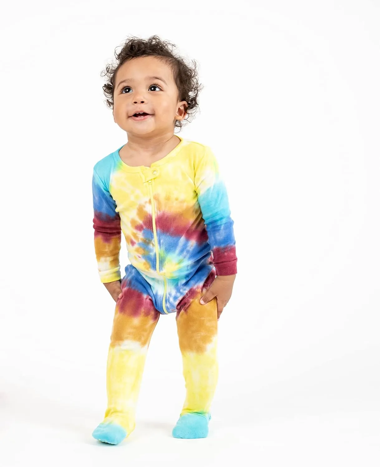Leveret Kids & Toddler Footed Pajamas Boys Girls 100% Cotton Tie Dye (Size 3 Months-5 Years)