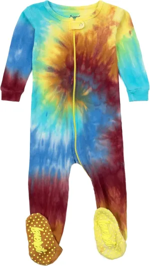 Leveret Kids & Toddler Footed Pajamas Boys Girls 100% Cotton Tie Dye (Size 3 Months-5 Years)