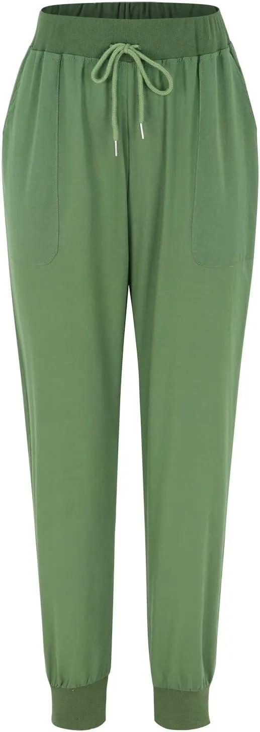 Linen Pants Women Summer Casual Trousers Elastic Waist Pants 2025 Lightweight Joggers with Pockets