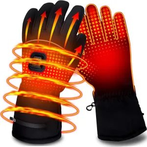 Magnolia Heated Gloves for Women Men, Rechargeable Electric 7.4V Battery Heating Touchscreen Gloves with 3 Adjustable Heat Settings, Warm Skiing Motorcycle Racing Riding Heated Gloves