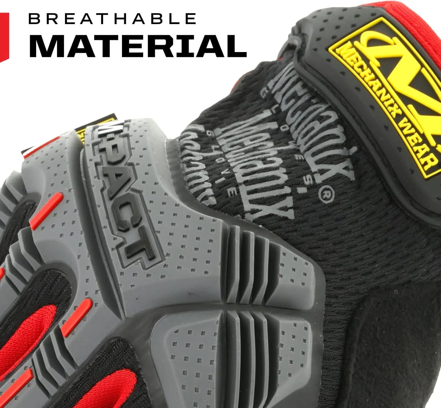 Mechanix Wear: M-Pact Work Gloves with Secure Fit, Work Gloves with Impact Protection and Vibration Absorption, Safety Gloves for Men (Black/Red, XX-Large)