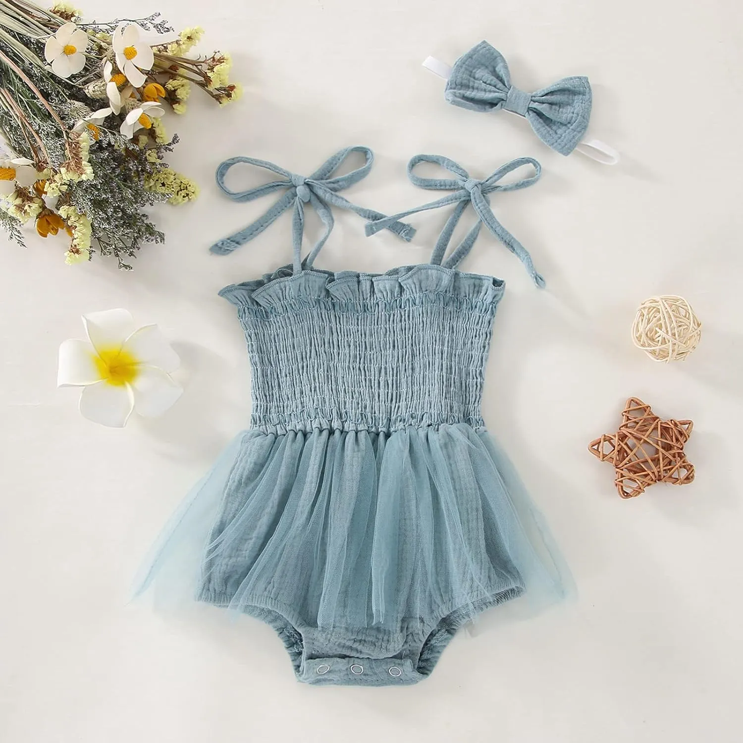 Meihuida Newborn Baby Girl Sleeveless Rompers Summer Clothes Cotton Bodysuit with Headband