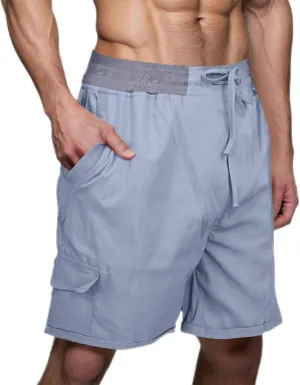 Men Wide Leg Shorts Quick Dry Summer Beach Trunks Elastic Waist Breathable Short Pants Lightweight Hiking Outfits