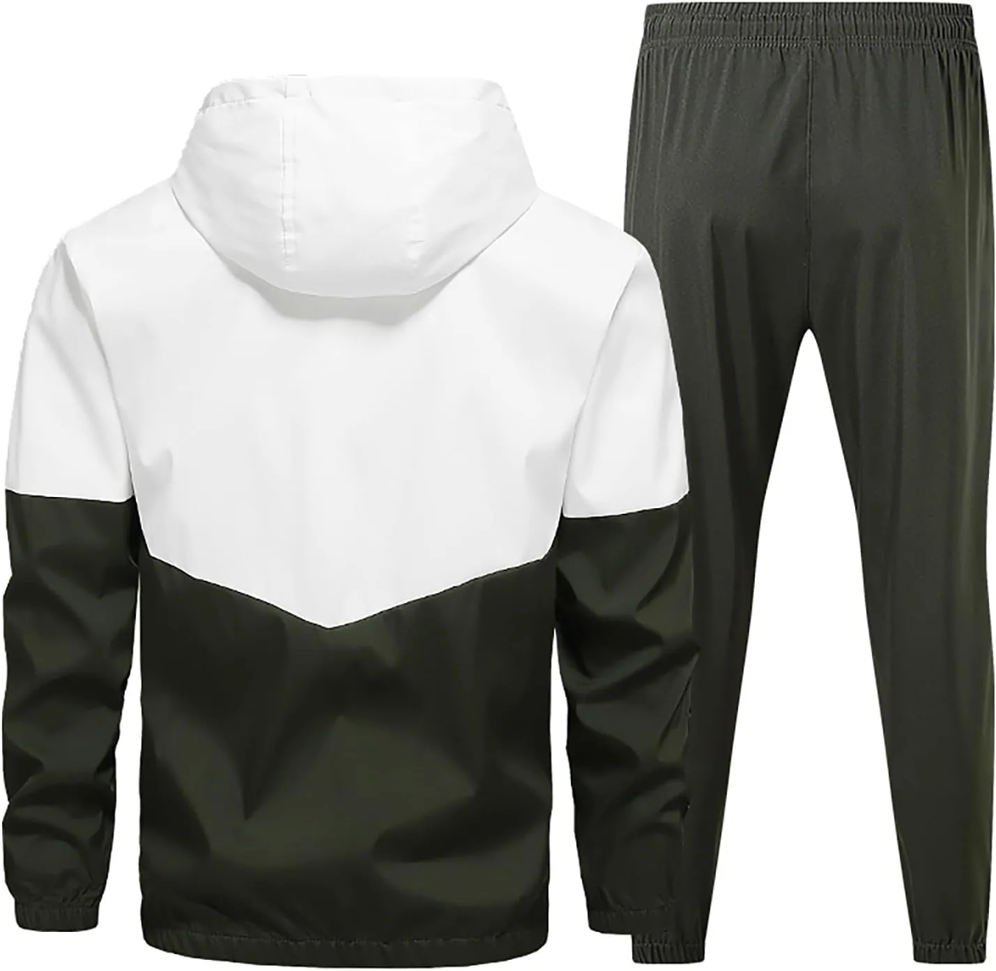 Men's 2 Pieces Sweatsuit Set Patchwork Color Block Zip Long Sleeve Hooded Jackets and Sweatpants Casual Athletic Sets