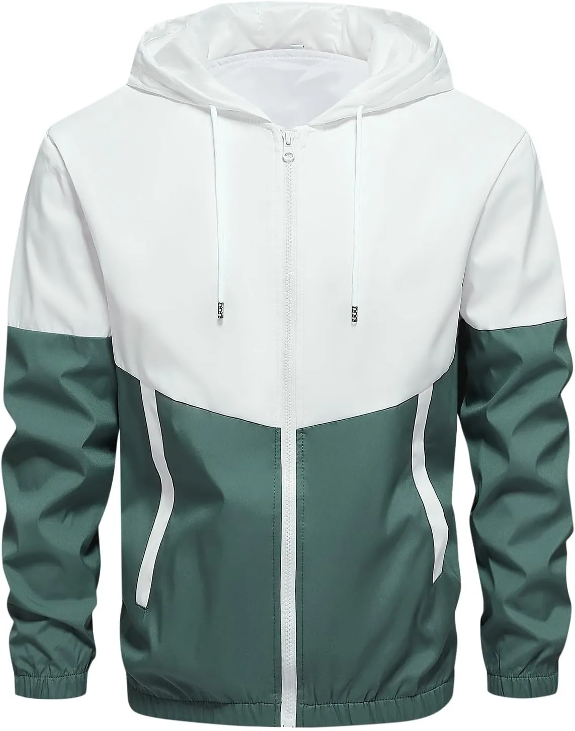 Men's 2 Pieces Sweatsuit Set Patchwork Color Block Zip Long Sleeve Hooded Jackets and Sweatpants Casual Athletic Sets