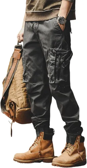 Men's 2025 Work Pants Straight Outdoor Tactical Casual Pants Drawstring Trousers
