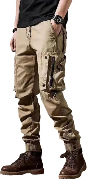 Men's 2025 Work Pants Straight Outdoor Tactical Casual Pants Drawstring Trousers