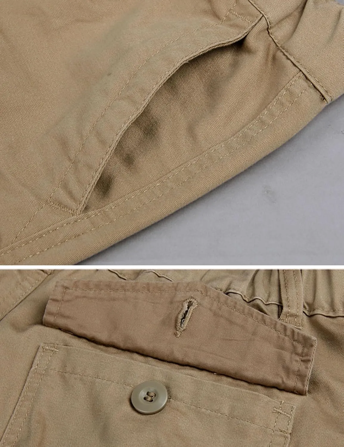Men's Casual Elastic Waist Multi-Pockets Cargo Work Pants Trousers