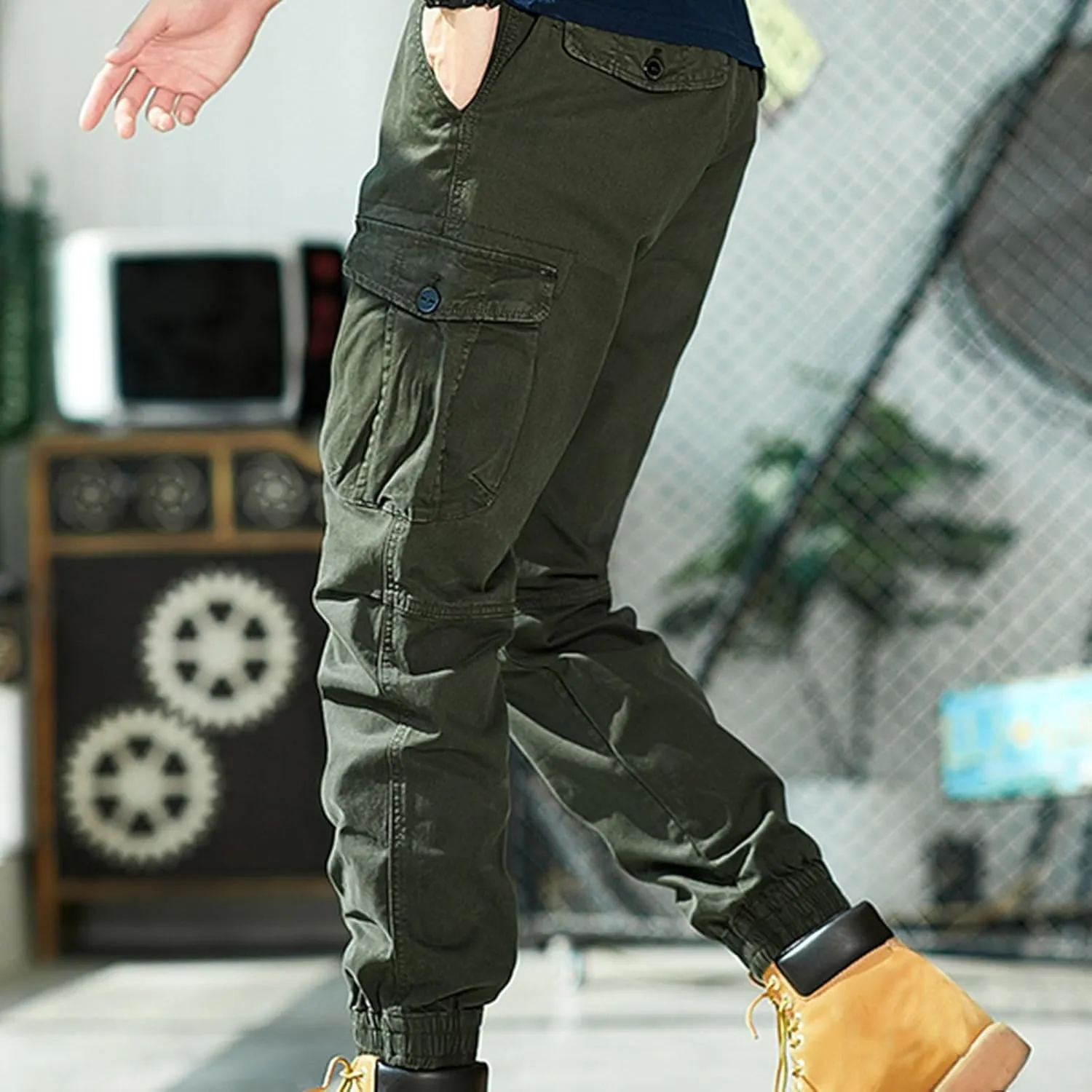 Men's Casual Hiking Cargo Work Pants Ripstop Tactical Pants Fishing Travel Climbing Outdoor Pants Jogger Sweatpants