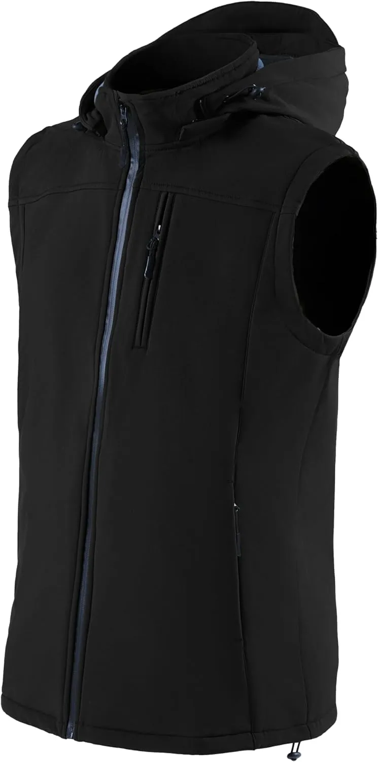 Men's Golf Vest Windproof Softshell Vest Running Outerwear Fleece Lined Sleeveless Jacket for Hiking Travel