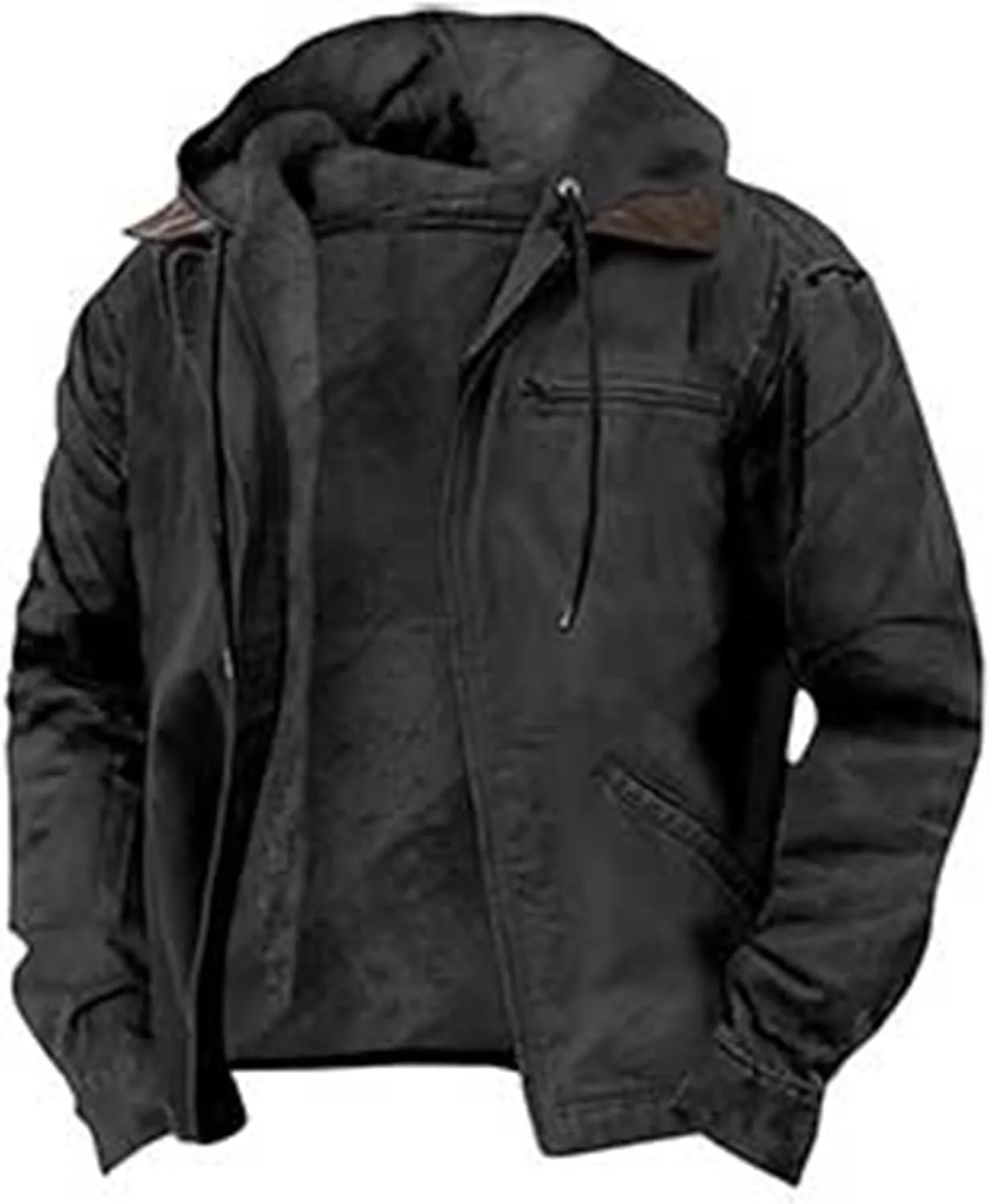 Men's Mountain Winter Coat Shirt Jacket Winter Heavyweight Thick JacketClassic Lapel Zipper Jacket Washed Duck Mens