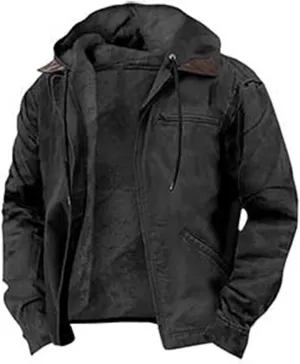 Men's Mountain Winter Coat Shirt Jacket Winter Heavyweight Thick JacketClassic Lapel Zipper Jacket Washed Duck Mens