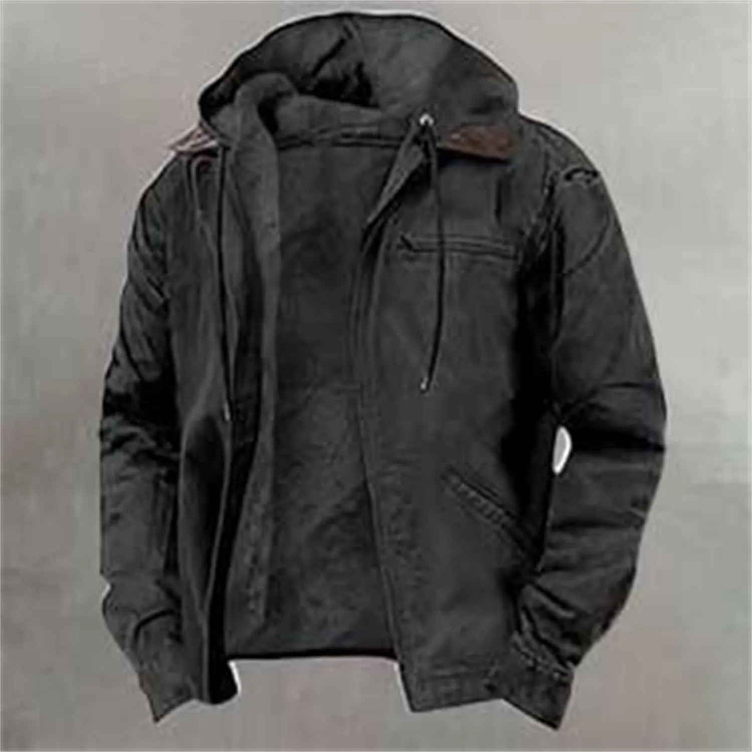 Men's Mountain Winter Coat Shirt Jacket Winter Heavyweight Thick JacketClassic Lapel Zipper Jacket Washed Duck Mens