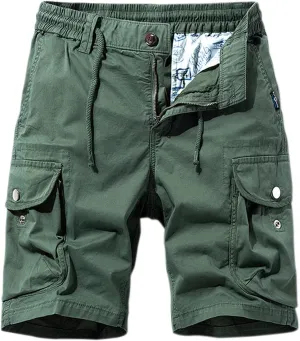 Men's Pants Cotton Beach Pants Drawstring Elastic Waist Shorts with Pockets Casual Baggy Classic Fit Lounge Shorts