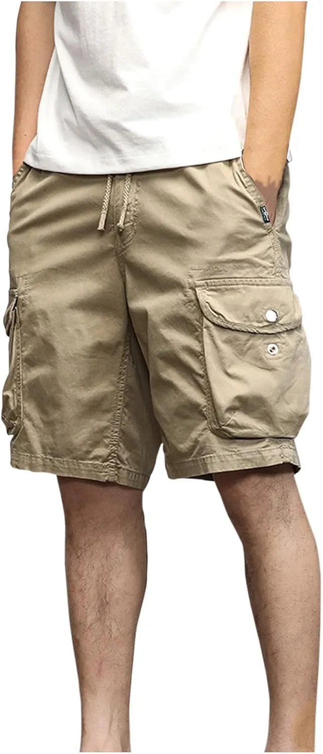 Men's Pants Cotton Beach Pants Drawstring Elastic Waist Shorts with Pockets Casual Baggy Classic Fit Lounge Shorts