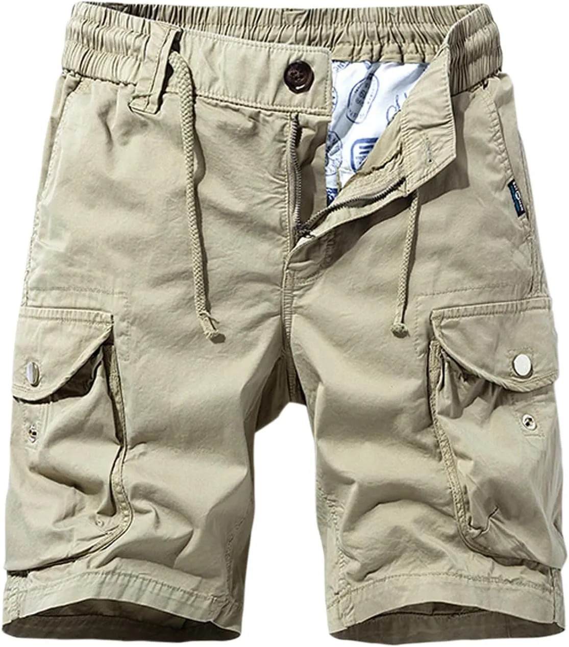 Men's Pants Cotton Beach Pants Drawstring Elastic Waist Shorts with Pockets Casual Baggy Classic Fit Lounge Shorts