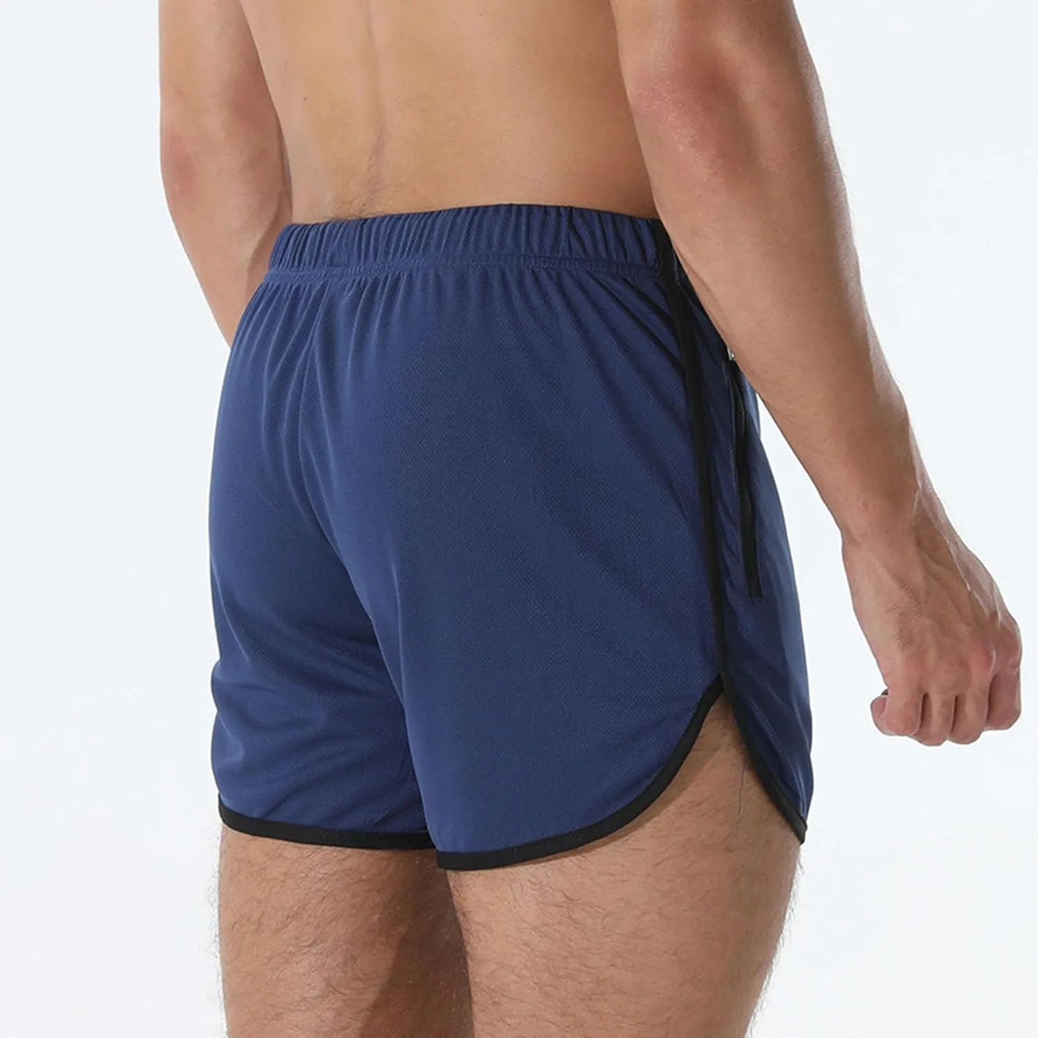 Men's Running Shorts Summer Baggy Sports Mesh 3 Inch Quick Dry Pant Gym Athletic Jogging Shorts with Zipper Pockets