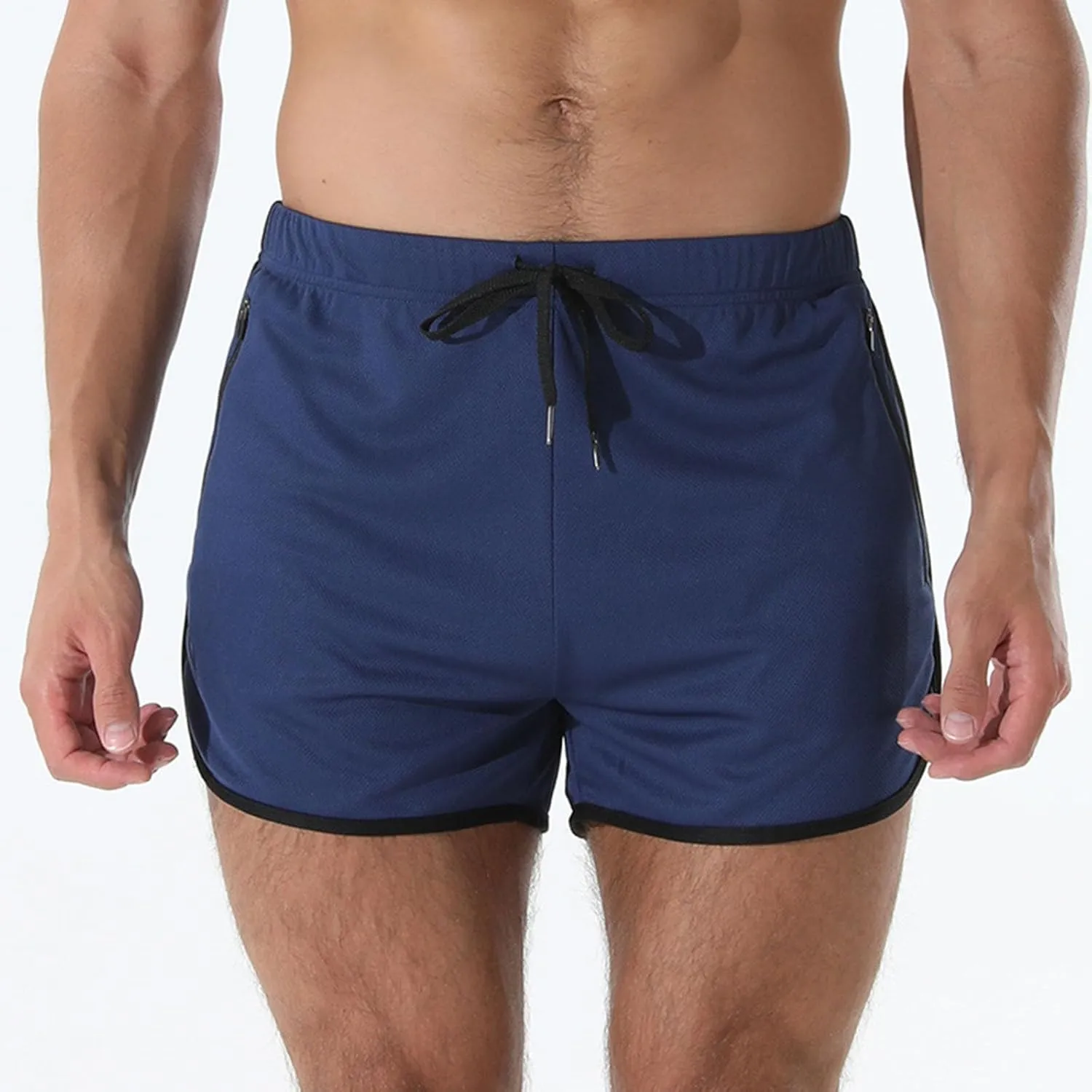 Men's Running Shorts Summer Baggy Sports Mesh 3 Inch Quick Dry Pant Gym Athletic Jogging Shorts with Zipper Pockets