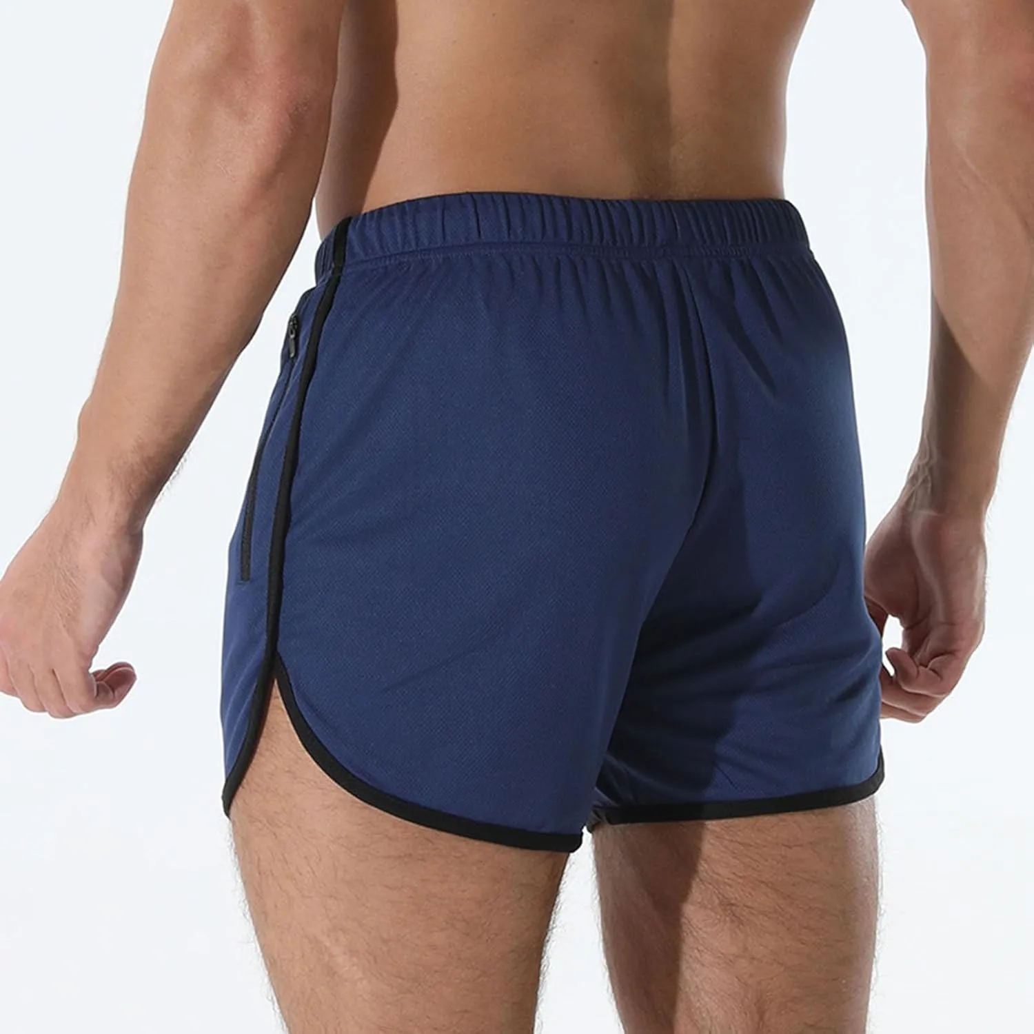 Men's Running Shorts Summer Baggy Sports Mesh 3 Inch Quick Dry Pant Gym Athletic Jogging Shorts with Zipper Pockets