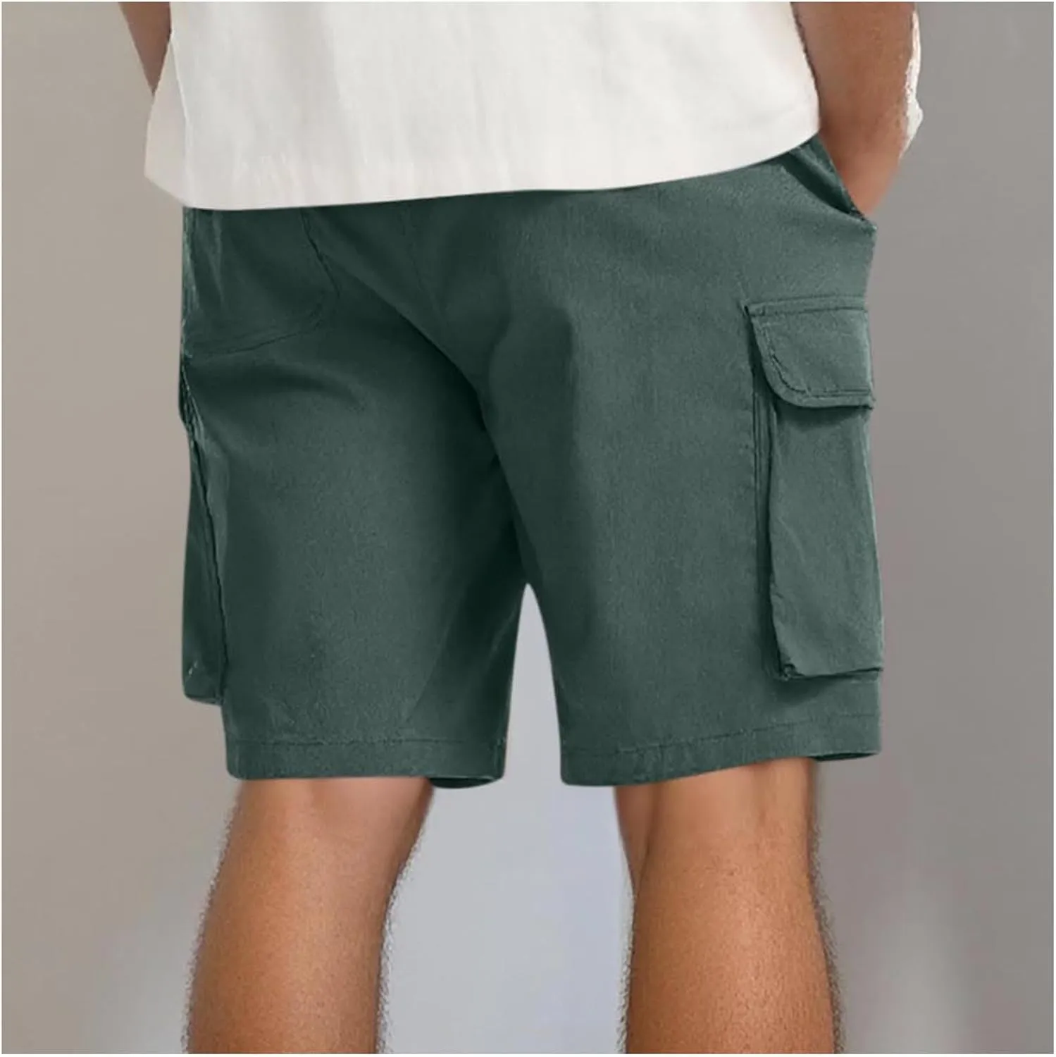 Mens Shorts Summer Casual Beach Pants Drawstring Elastic Waist Trousers with Pockets Comfy Hawaii Shorts for Men