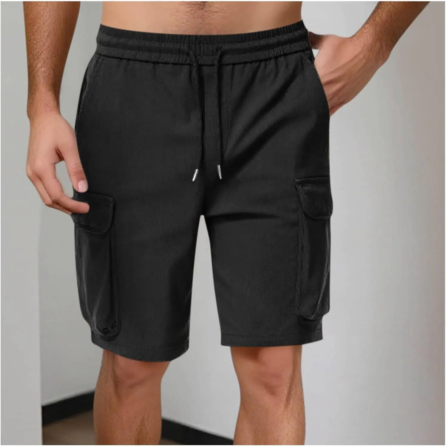 Mens Shorts Summer Casual Beach Pants Drawstring Elastic Waist Trousers with Pockets Comfy Hawaii Shorts for Men