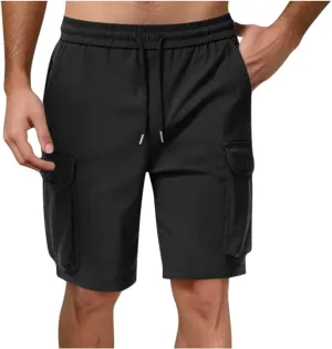 Mens Shorts Summer Casual Beach Pants Drawstring Elastic Waist Trousers with Pockets Comfy Hawaii Shorts for Men