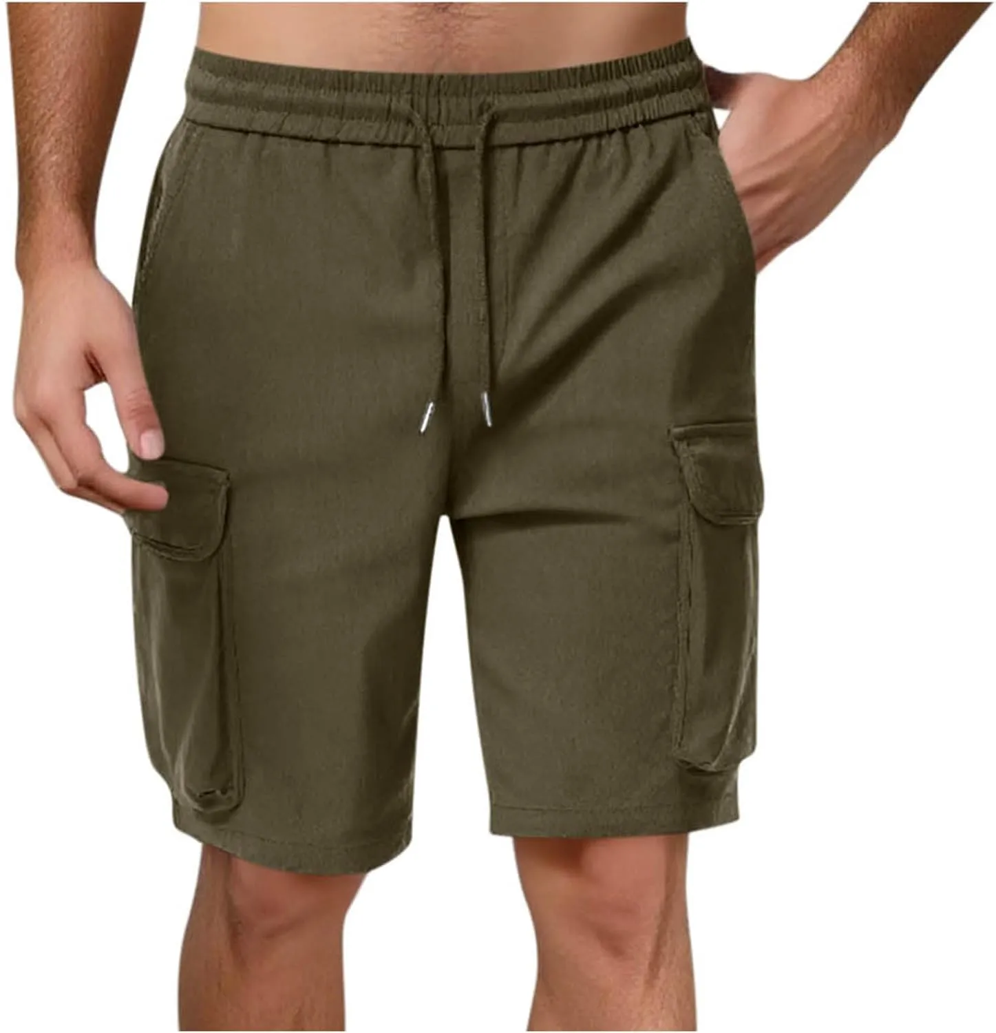 Mens Shorts Summer Casual Beach Pants Drawstring Elastic Waist Trousers with Pockets Comfy Hawaii Shorts for Men