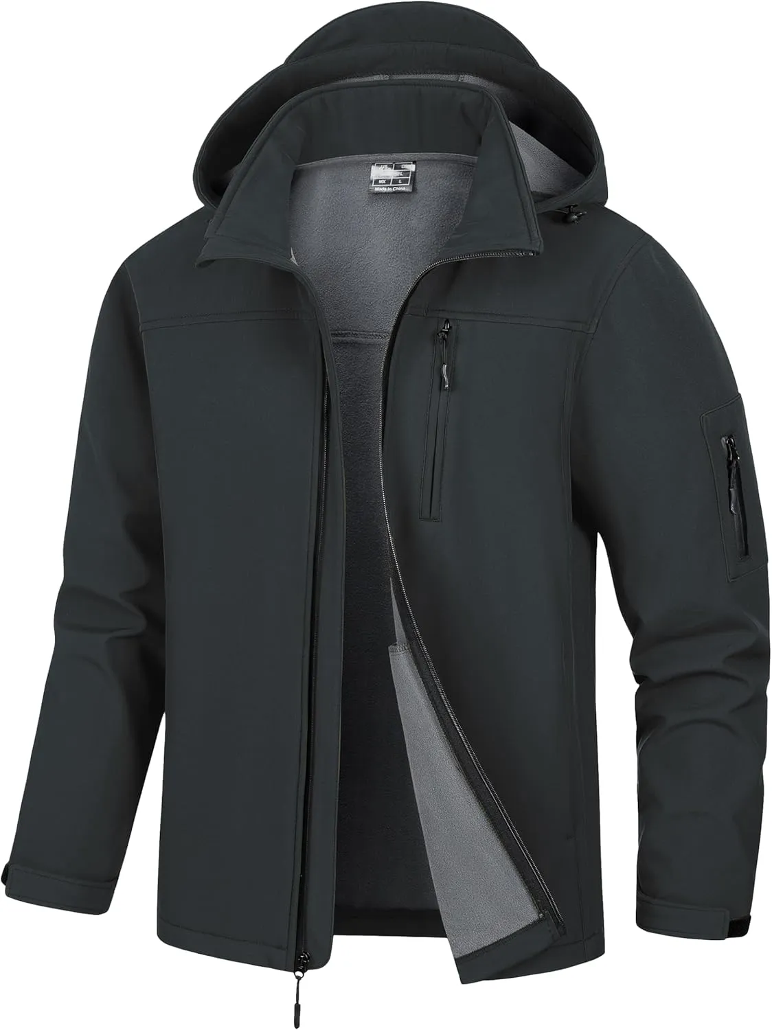Men's Soft Shell Jacket Waterproof Military Tactical Coat Winter Fleece Lined Rain Jacket with Detachable Hood