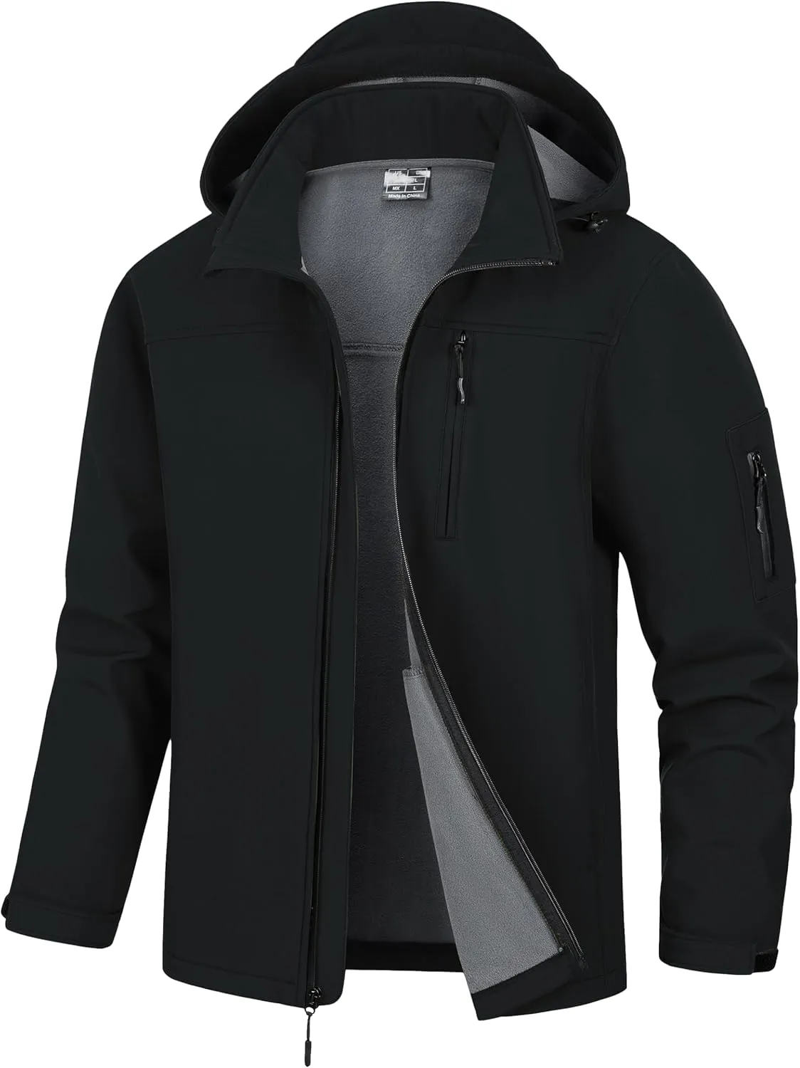 Men's Soft Shell Jacket Waterproof Military Tactical Coat Winter Fleece Lined Rain Jacket with Detachable Hood