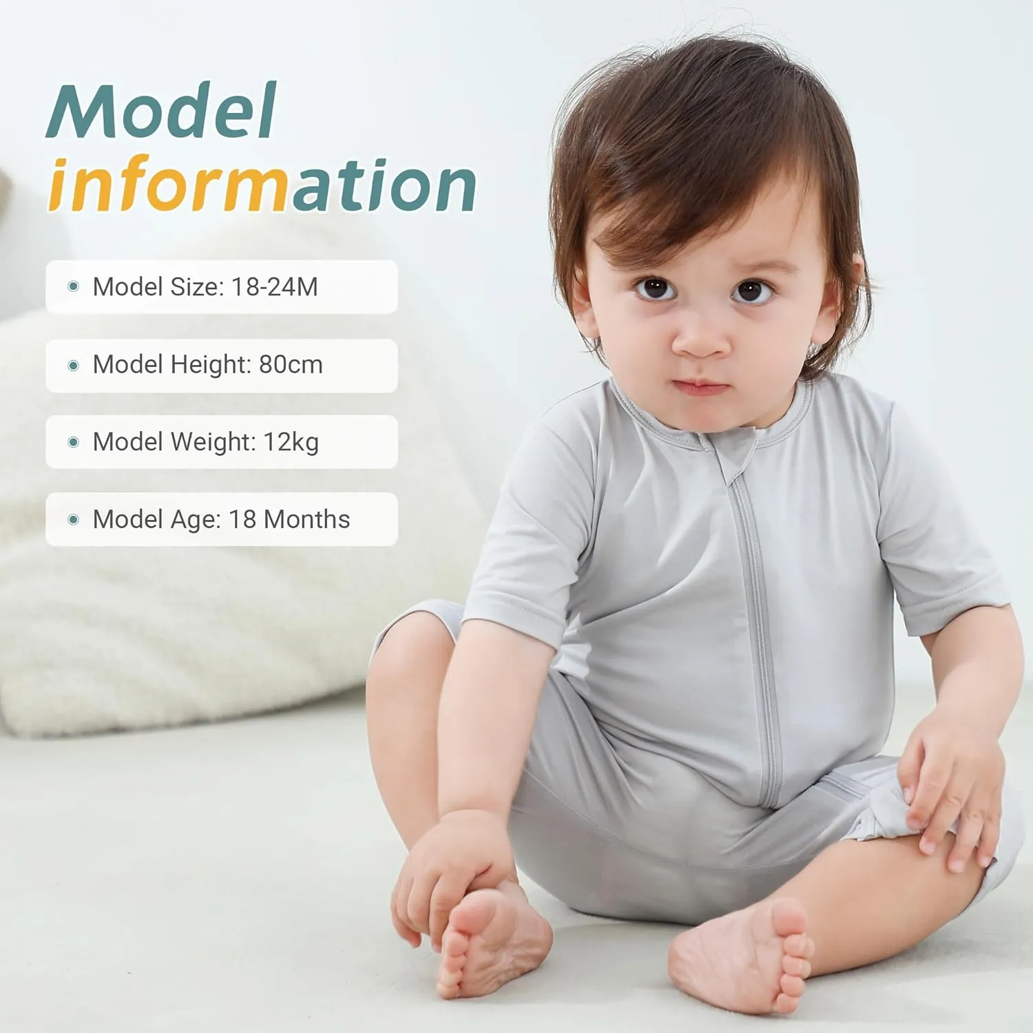 MICHLEY Baby Bamboo Viscose Short Sleeve Summer Romper 2 Pack, Unisex Newborn Zipper Bodysuit Toddler Clothes 0-24M