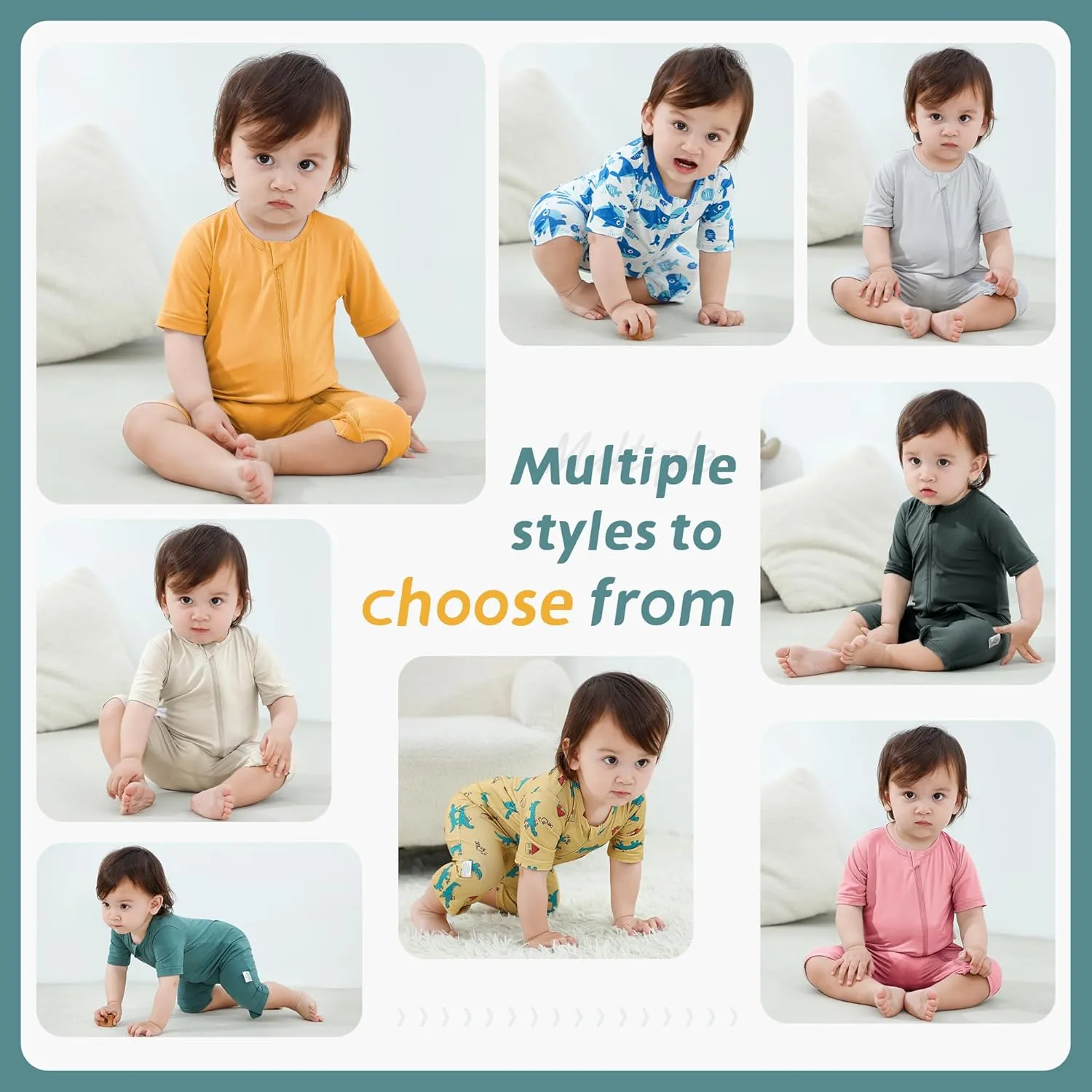 MICHLEY Baby Bamboo Viscose Short Sleeve Summer Romper 2 Pack, Unisex Newborn Zipper Bodysuit Toddler Clothes 0-24M