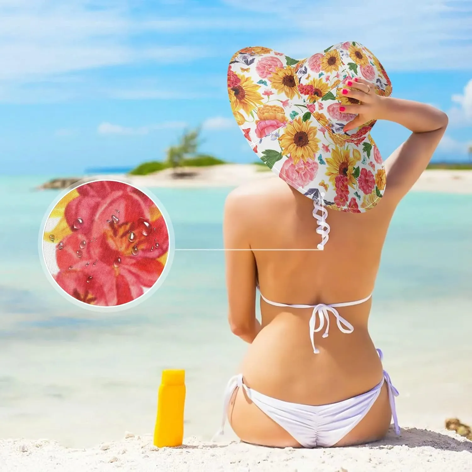 MNSRUU Wide Brim Hats Dragonfly Sun Hat Packable Sun Visors Floppy Summer Beach Hat for UV Protection