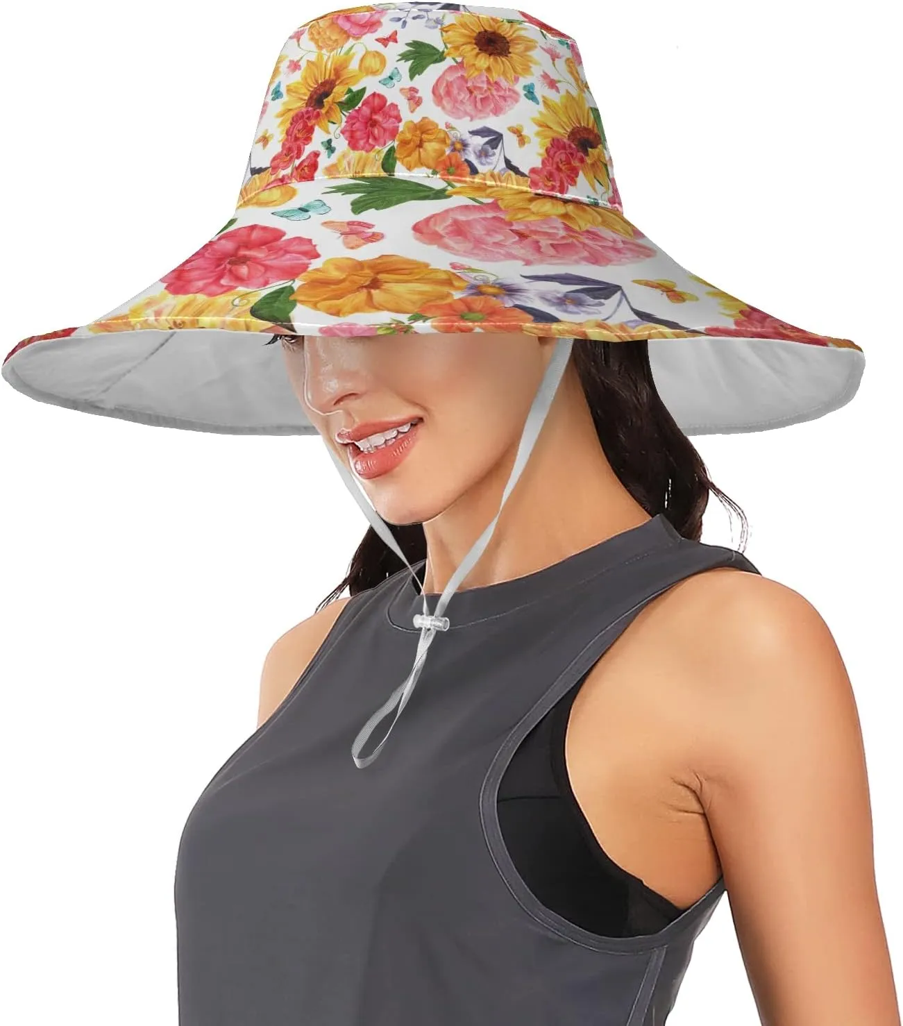 MNSRUU Wide Brim Hats Dragonfly Sun Hat Packable Sun Visors Floppy Summer Beach Hat for UV Protection