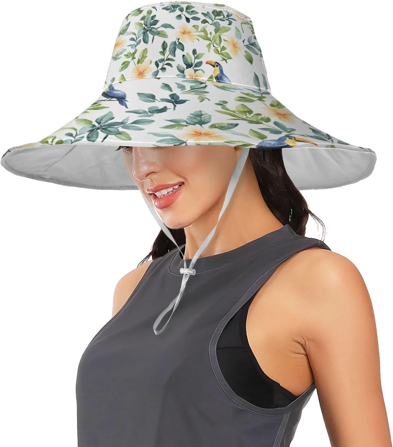 MNSRUU Wide Brim Hats for Women Flower Chicken Blue Sun Hat Packable Sun Visors