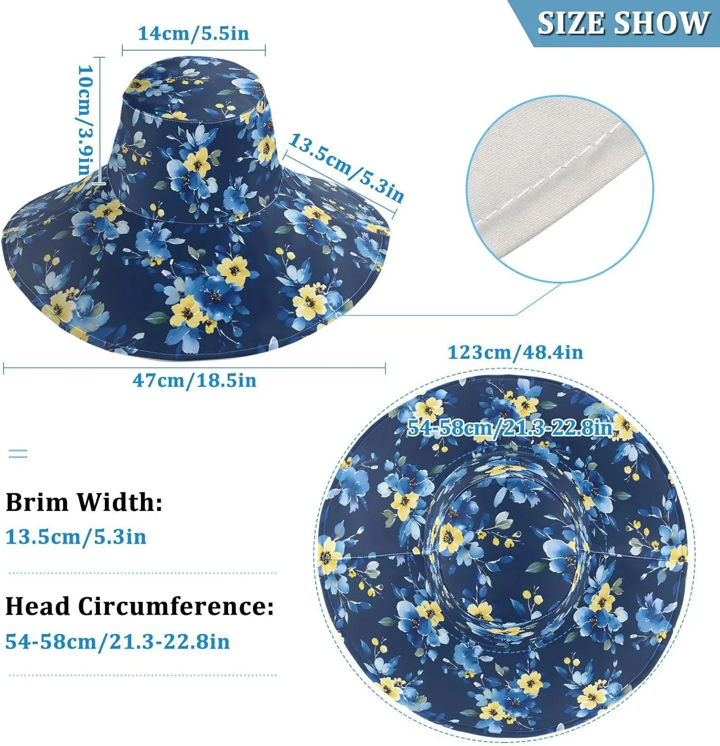 MNSRUU Wide Brim Hats for Women Flower Chicken Blue Sun Hat Packable Sun Visors