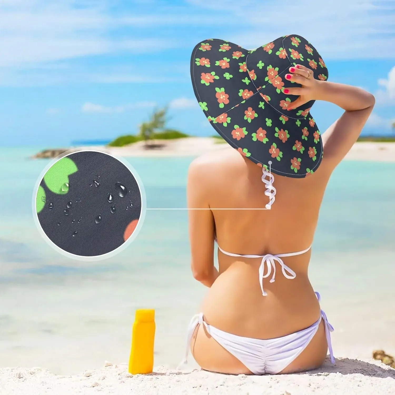 MNSRUU Wide Brim Hats for Women Flower Chicken Blue Sun Hat Packable Sun Visors