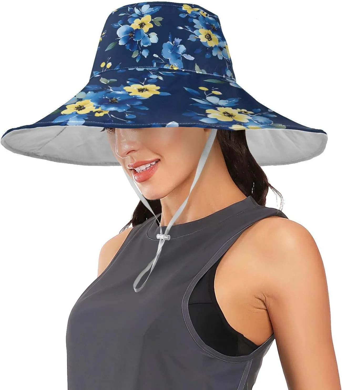 MNSRUU Wide Brim Hats for Women Flower Chicken Blue Sun Hat Packable Sun Visors