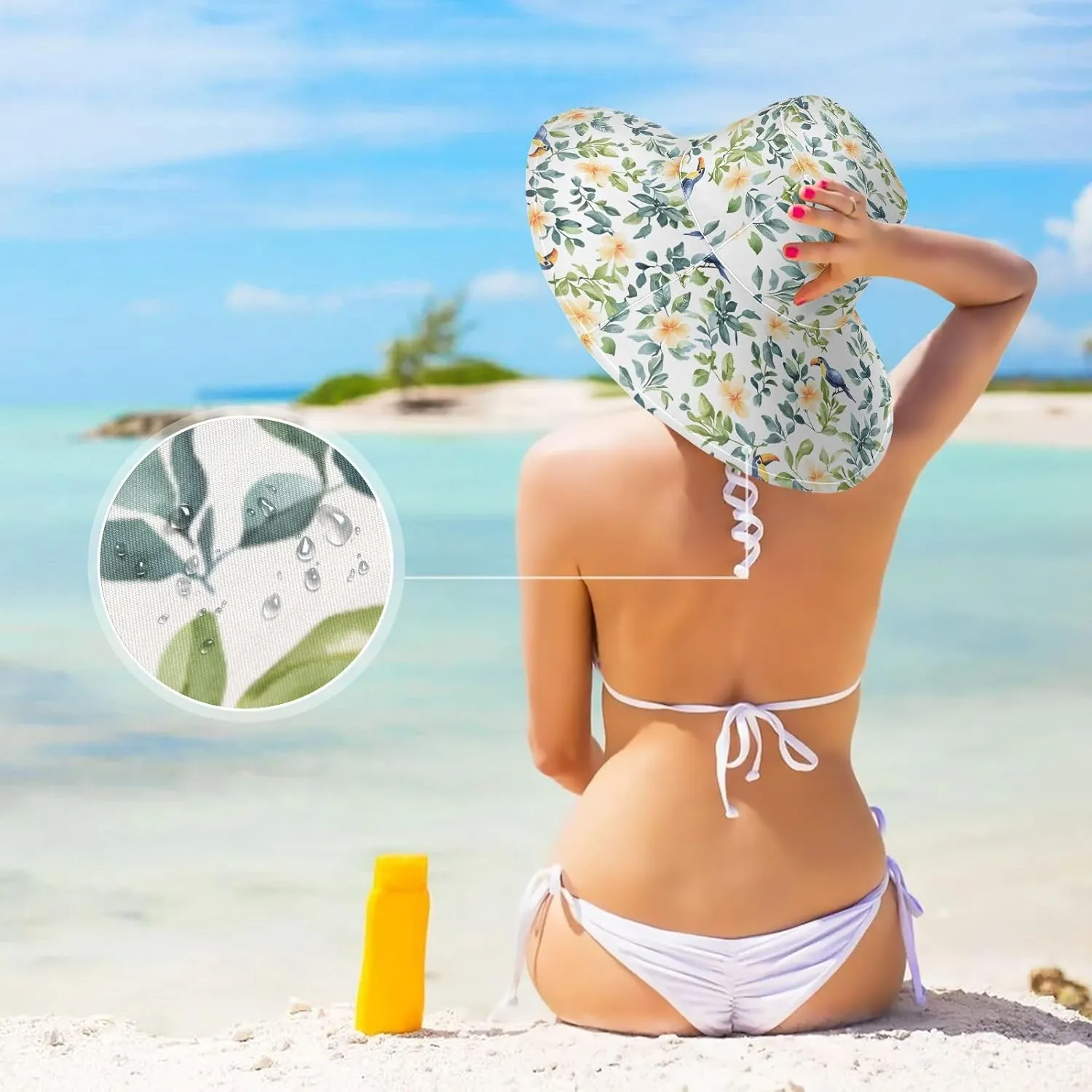 MNSRUU Wide Brim Hats for Women Flower Chicken Blue Sun Hat Packable Sun Visors